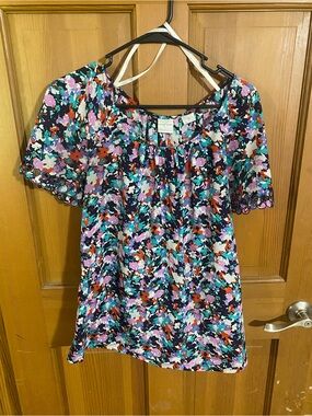 Emma James Multicolor Floral Short Sleeve Blouse